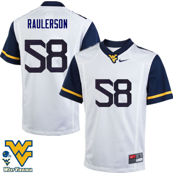 NCAA Men's Ray Raulerson West Virginia Mountaineers White #58 Nike Stitched Football College Authentic Jersey WS23Y32NQ